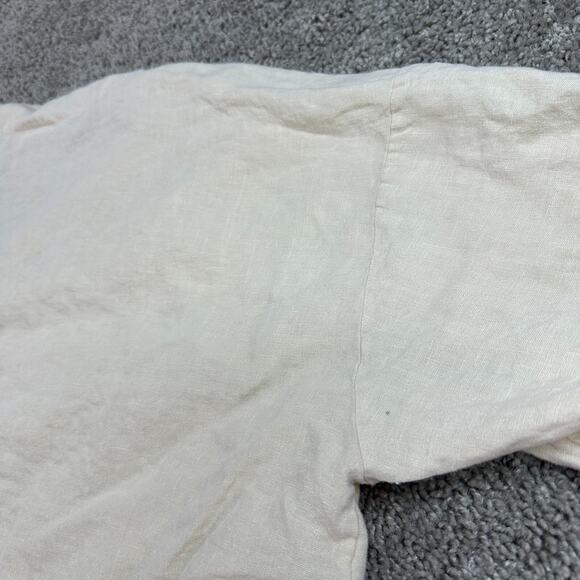 Bryn Walker Linen Jacket Womens L Cream Single Button Lagenlook Asymmetrical Hem - Picture 7 of 14